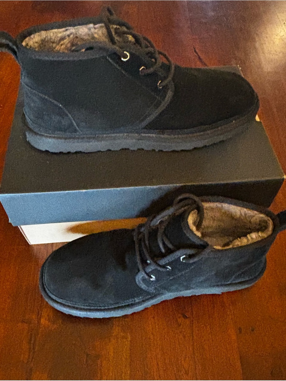 UGG Men's Black Suede Chukka Boots with Fleece Lining